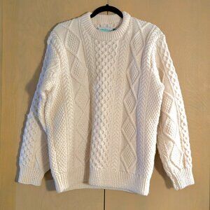 Inisfree 100% Irish Wool Cable-Knit Sweater in Cream